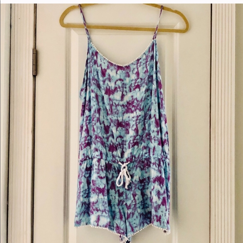 Xhilaration Purple & Blue Tie Dye Romper - Sz L